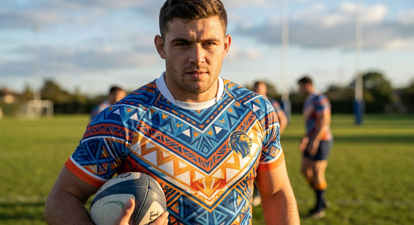 Custom mens rugby jerseys with sublimation printing