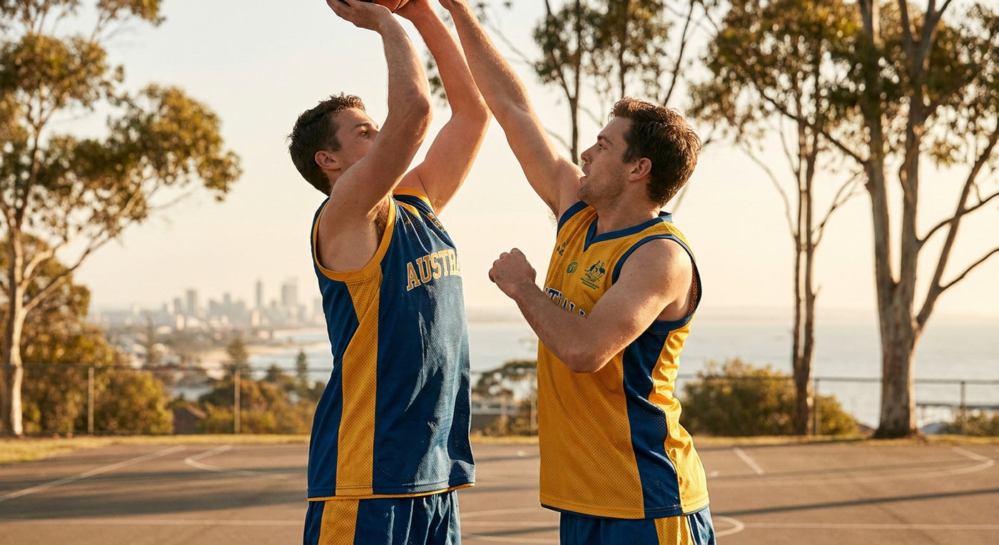 Reversible basketball jerseys for Australian teams
