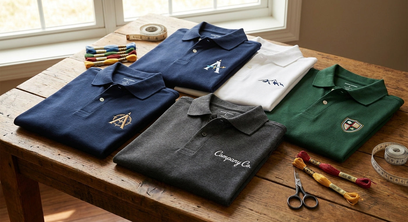Custom polo shirts with embroidered logo