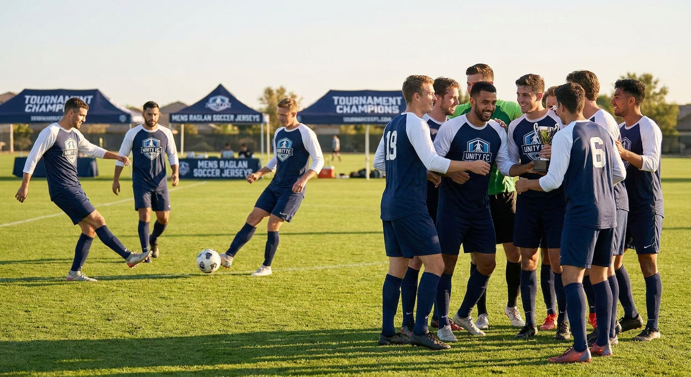 Mens raglan soccer jerseys for tournament teams