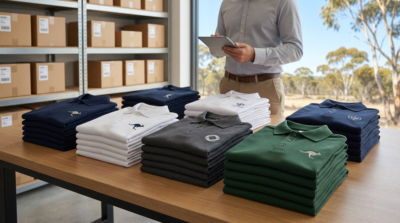 Custom polo shirts bulk order Australia